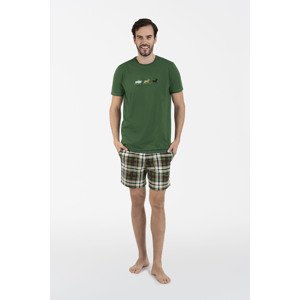 Pánské pyžamo Seward, krátký rukáv, krátké kalhoty - zelená/potisk