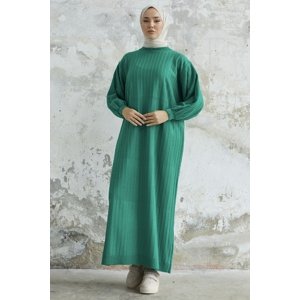 InStyle Elois Balloon Sleeve Ribbed Knitwear Dress - Green