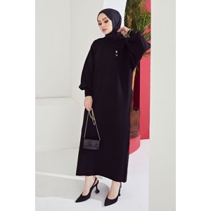 InStyle Mina Balloon Sleeve Knitwear Dress - Black