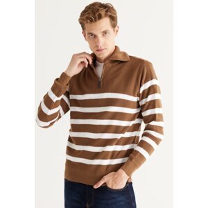 ALTINYILDIZ CLASSICS Men's Mink-ecru Standard Fit Normal Cut High Bato Collar Knitwear Sweater