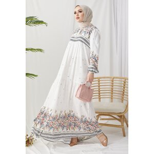 InStyle Watery Patterned Casual Hijab Dress - White