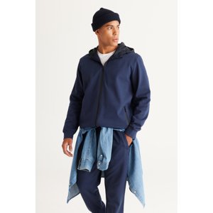 ALTINYILDIZ CLASSICS Men's Navy Blue Standard Fit Regular Cut Hooded Zipper Sweatshirt