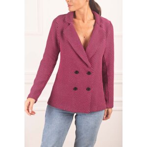 armonika Women's Fuchsia Stripe Patterned Four-Button Stash Jacket