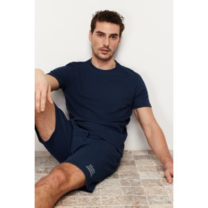Trendyol Men's Navy Blue Regular Fit Textured Knitted Pajamas Set