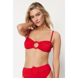 Trendyol Red Strapless Accessorized Bikini Top