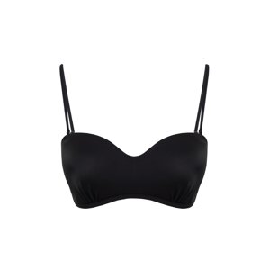 Trendyol Black Strapless Gathered Bikini Top