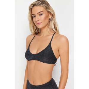 Trendyol Black Bralette Silvery Bikini Top