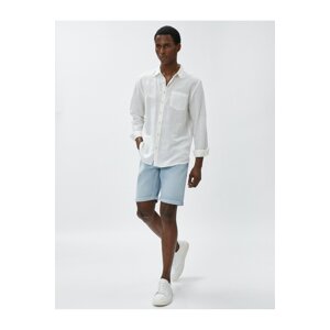Koton Denim Shorts with Fold Detail, Pockets, Buttons, Cotton