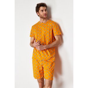 Trendyol Orange Regular Fit Koala Printed Knitted Pajamas Set