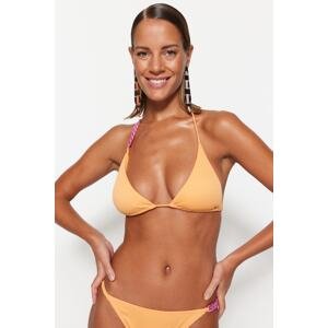 Trendyol Orange Triangle Accessorized Textured Bikini Top