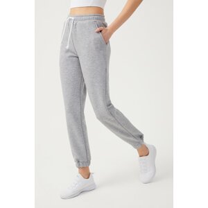 LOS OJOS Women's Melange Gray Jogger Pants with Elastic Legs.