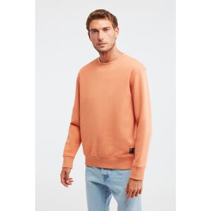 GRIMELANGE Travis Men's Soft Fabric Regular Fit Round Collar Orange Sweatshir