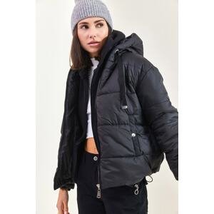 Bianco Lucci Dámský péřový kabát s kapucí a elastickým pasem 5117