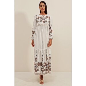 Bigdart 1947 Patterned Long Linen Dress - Black