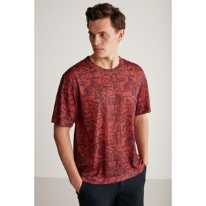 GRIMELANGE Lucas Comfort Claret Red / Patterned T-shirt