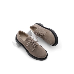 Marjin Women's Oxford Shoes Lace-up Masculine Casual Shoes Tisat Mink Suede