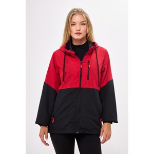 River Club Women's Red-Black Two Color Inner Lined Water And Windproof Hooded Raincoat With Pocket