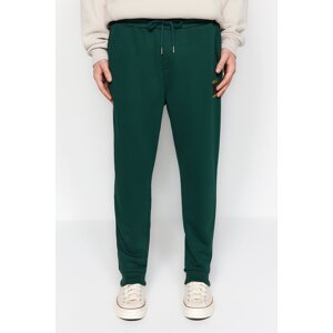 Trendyol Green Men's Regular/Normal Cut Geometric-Summer Embroidered Rubber Leg Sweatpants