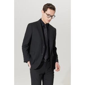ALTINYILDIZ CLASSICS Men's Black Regular Fit, Normal Cut, Mono Collar Woolen, Water and Stain-Repellent Nano Suit.