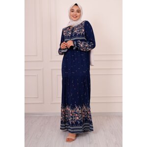 InStyle Juicy Patterned Loose Dress - Navy Blue