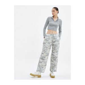 Koton Parachute Trousers with Camouflage Pattern, Elastic Stopper Detail