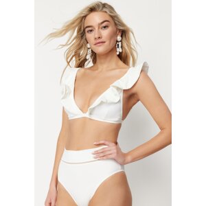 Trendyol Bridal Ecru Triangle Ruffle Bikini Top