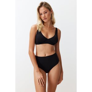 Trendyol Black Textured High Waist Hipster Bikini Bottom