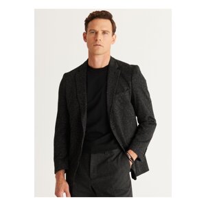 ALTINYILDIZ CLASSICS Altıny Yıldız Classics Regular Fit Wide Cut Mono Collar Patterned Woolen Blazer Jacket