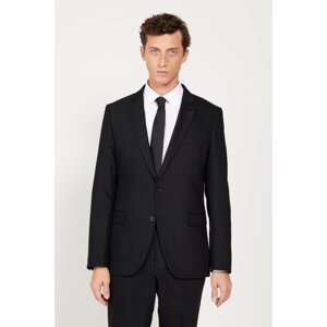 ALTINYILDIZ CLASSICS Men's Black Regular Fit Wide Cut Mono Collar Dobby Suit