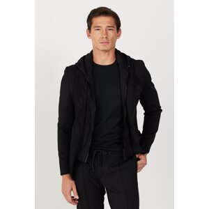 ALTINYILDIZ CLASSICS Men's Black Slim Fit Slim Fit Mono Collar Cotton Patterned Blazer Jacket