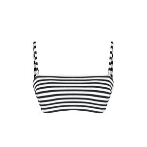 Trendyol Black-White Striped Strapless Textured Hipster Bikini Top