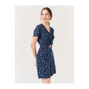 Jimmy Key Floral Print Short Jumpsuit with Short Sleeves, Navy Blue