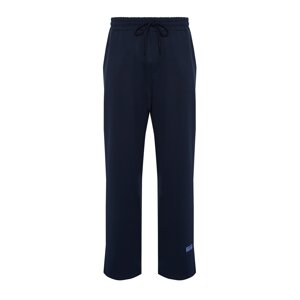 Trendyol Navy Blue Men's Oversize/Comfortable Cut Wide Leg Elastic Waisted Lace-up Leg Labeled Sweatpants