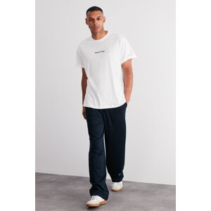 Trendyol Navy Blue Oversize/Comfortable Cut Elastic Waisted Leg Labeled Sweatpants