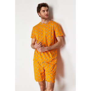 Trendyol Orange Regular Fit Koala Printed Knitted Shorts Pajamas Set