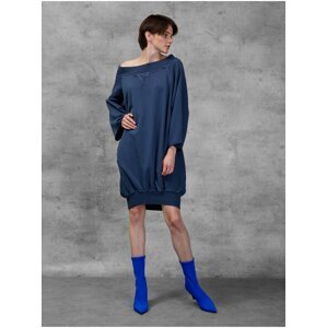 Tmavě modré dámské oversize mikinové šaty Diesel - Dámské