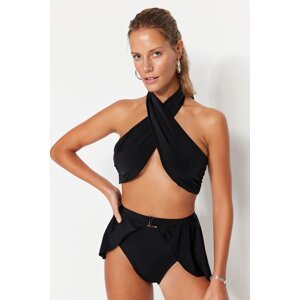 Trendyol Black Bralet Zavázaný horní díl bikin