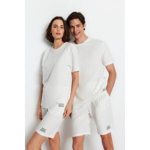Trendyol Unisex Ecru Regular Fit Knitted Shorts Pajamas Set
