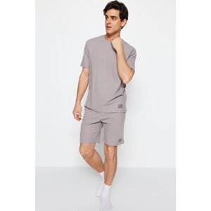 Trendyol Gray Regular Fit Knitted Shorts Pajamas Set