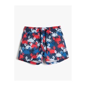 Koton Marine Shorts with Tie Waist Crab Print, Mesh Lined.