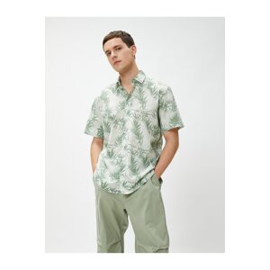 Koton Summer Shirt with Floral Print Classic Collar Short Sleeve Cotton