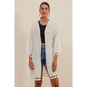 Bigdart 5833 Frilled Kimono - White