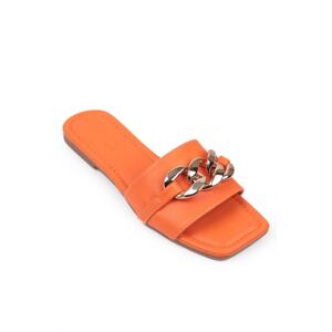 Capone Outfitters Capone Women's Orange Slippers with Chain