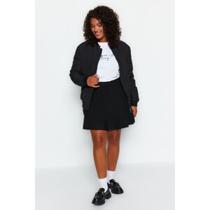 Trendyol Curve Black Plain A-line Polyviscon Weave Plus Size Skirt