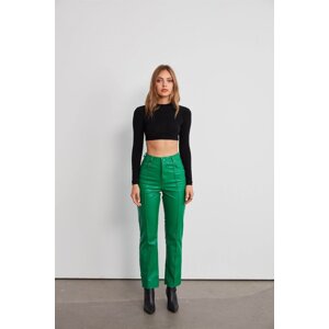 VATKALI Kožené rovné kalhoty zelené