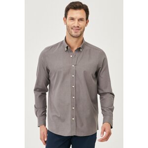 AC&Co / Altınyıldız Classics Men's Anthracite Slim Fit Buttoned Collar Linen Look 100% Cotton Flared Shirt