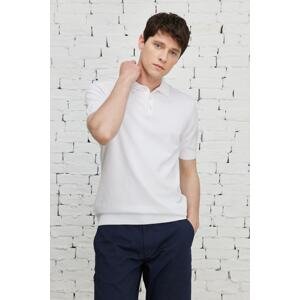 ALTINYILDIZ CLASSICS Pánské bílé polo límec normálního střihu 100% bavlna s krátkým rukávem pletené tričko.