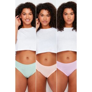 Trendyol Curve Lilac-Mint-Powder Packed Plus Size Panties