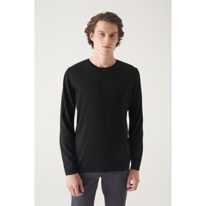 Avva Men's Black Crew Neck Wool Blended Regular Fit Knitwear Sweater