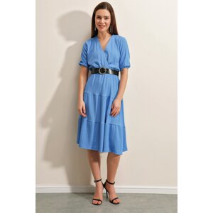 Bigdart 2377 Belt Knitted Dress - Blue